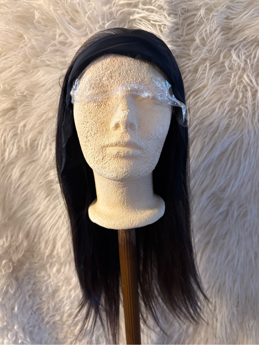 Brown highlighted Long Straight Women's Wig with Headband (E7)